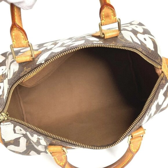 LOUIS VUITTON M92195 MonogramGraffiti Speedy30 Hand Bag Brown/White - Picture 16 of 16